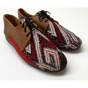 Moroccan Kilim & Leather Oxford Shoes - Women's Size 10 NWOT